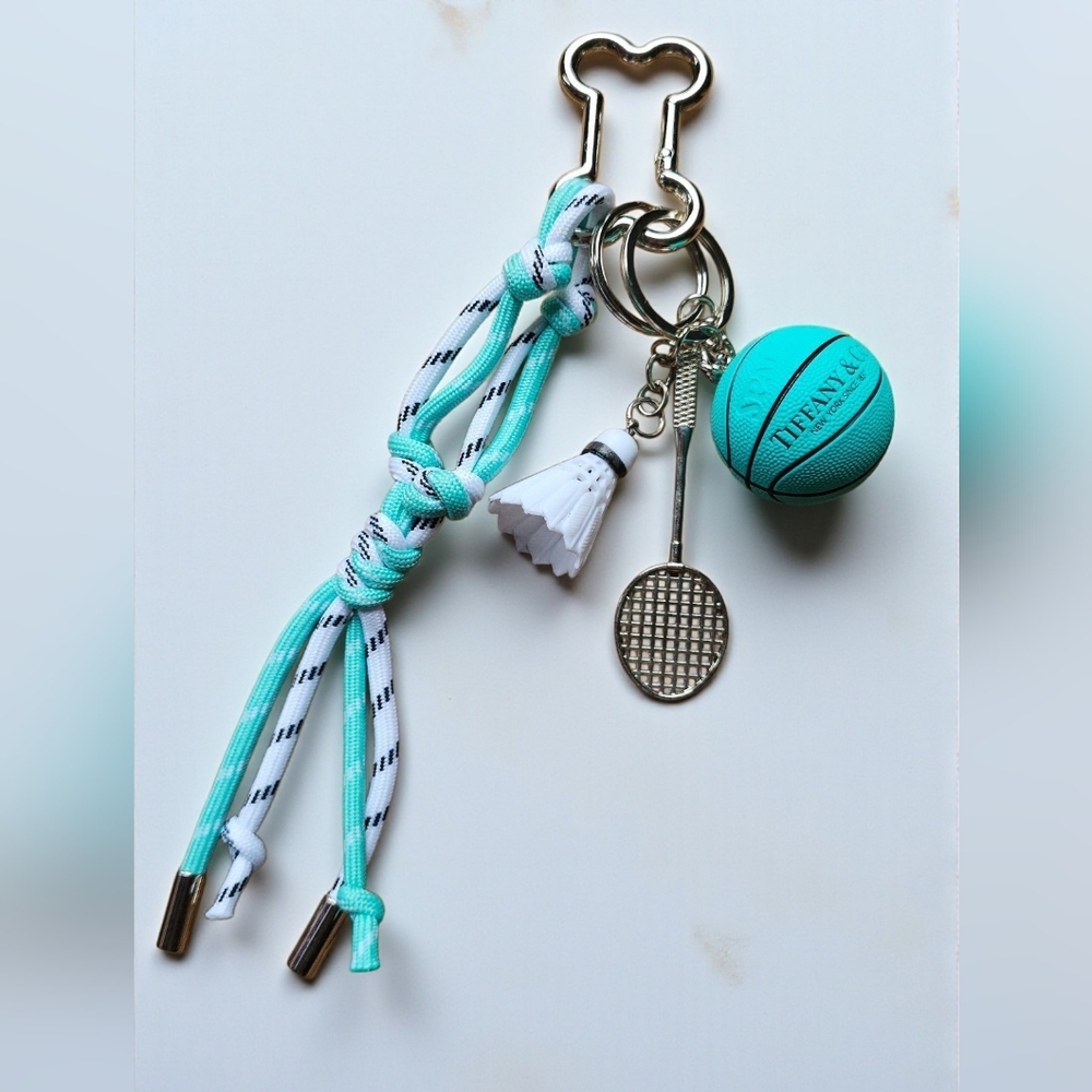 Fashion Turquoise And Silver Sports Charm Keychain NEW